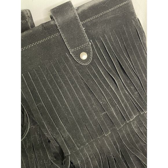 Rampage Fringe Suede Boots Women’s 8M Black Ram-Cammy BOHO Hippie Cosplay Rodeo - Picture 6 of 11